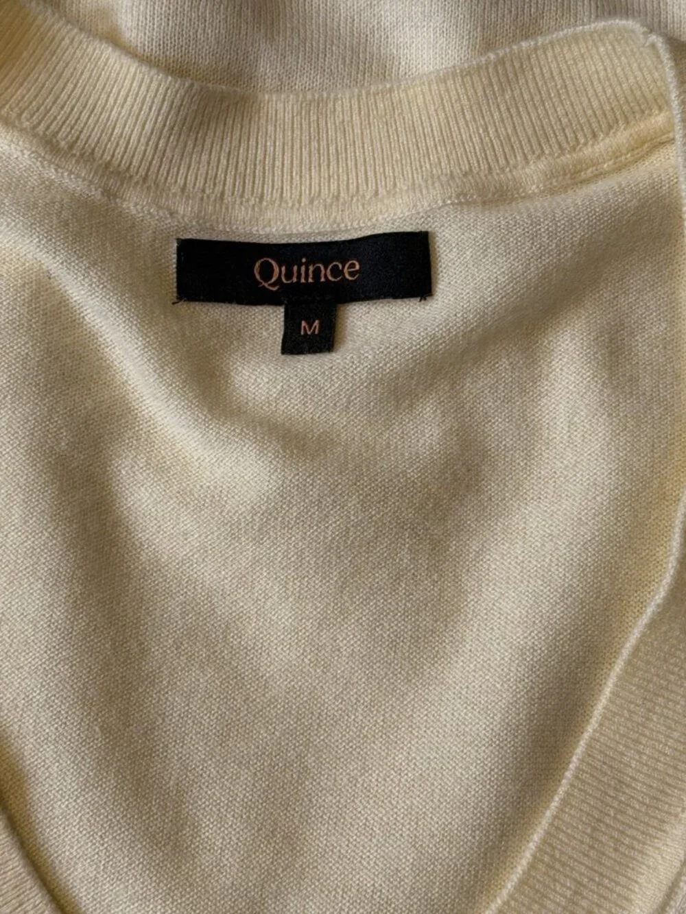 Quince Lightweight Cotton Cashmere V-Neck Sweater Butter Yellow Medium Luxurious